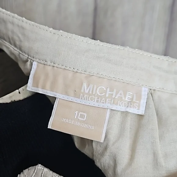 Michael Kors Neutral Shimmer Gold Eyelet Dress Sz 10 - Picture 10 of 11